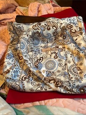 THE BumbleCOLLECTION Blue and Brown Paisley Cosmetic Pouch